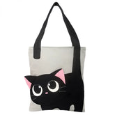 Kawaii Black Cat Theme Cotton Cute Single Shoulder Bag Casual and Cute